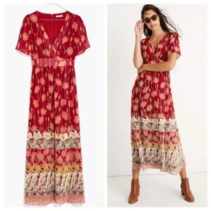 Madewell Tulip-Sleeve Maxi Dress in Tall Sunflowers red 26938
